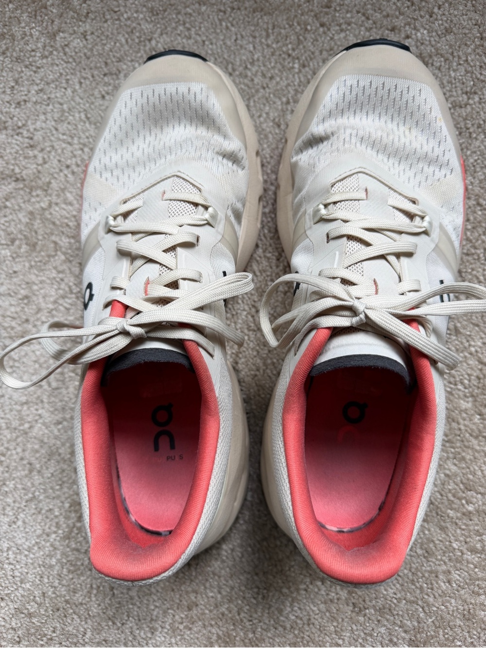 On Cloudwomen Athletic Shoes in Cream with Coral Accents